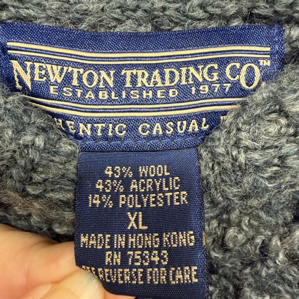 Vintage Newton Trading Co Mens XL Textured Knit Wool Blend Sweater Grandpa Crew - Picture 4 of 7